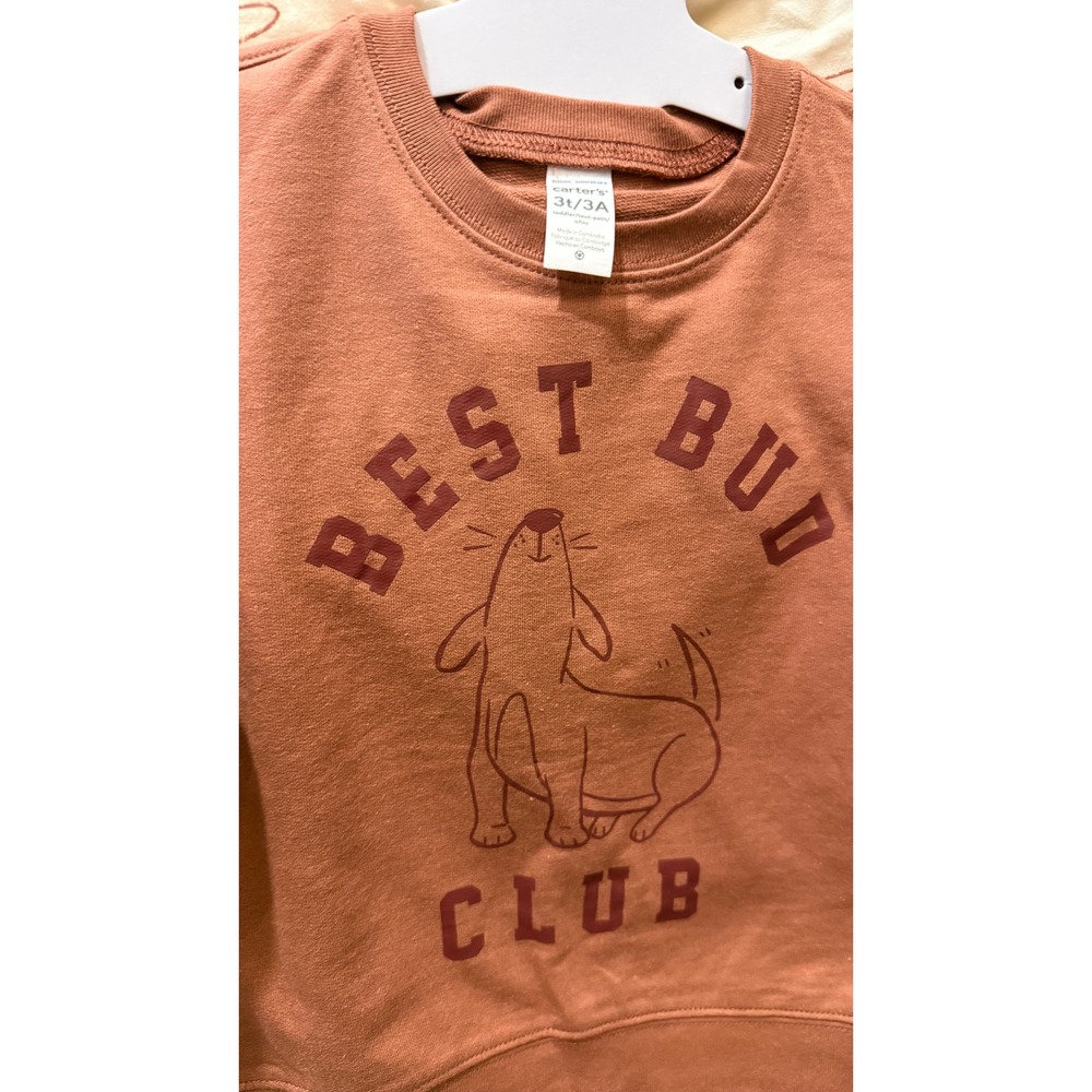 Carter's Toddler Boys 3-Piece Set Best Bud Club Sweatshirt T-Shirt Joggers 3T - Picture 2 of 5